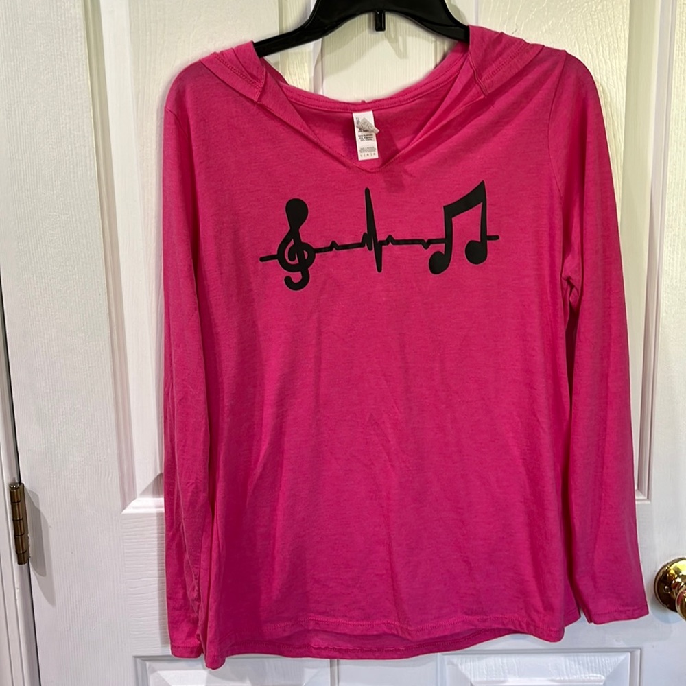 Music large scoop neck lightweight hoodie
